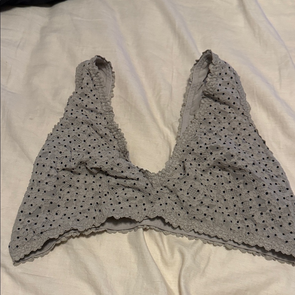 Aerie Lace Eyelet Bralette in Light Gray Sz XXL